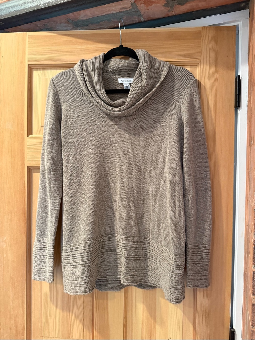 Calvin Klein Taupe Cowl Neck Pullover Sweater